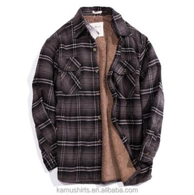 China Anti-pilling Men's Sherpa Quilted Flannel Scratching Winter Warm Shirts for sale