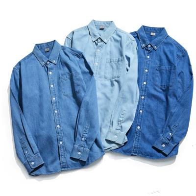 China Anti-pilling Men Denim Shirt Long Sleeve Soft 100% Cotton Jeans Cowboy Shirt OEM/ODM Shirt for sale