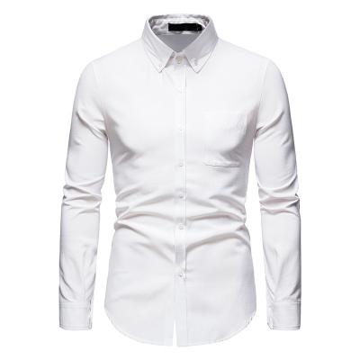 China 2022 Custom Made Business Mens Solid Formal Dress Shirt Cotton Oxford White Button Down Collar Shirt For Men for sale