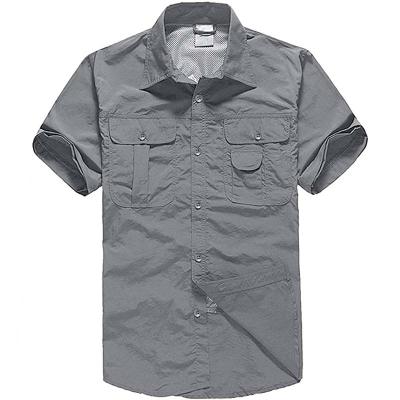 China Mileage Anti-Shrink Mens Shirts Breathable Quick Dry Solid Short Sleeve Shirt For Camping, Fishing for sale