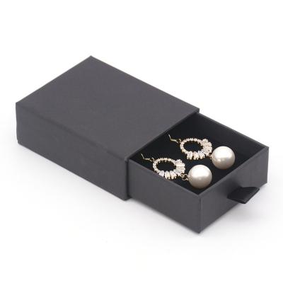 China Recyclable Custom Sliding Recycled Shallow Paper Packaging Earring Jewelry GIF Box Logo Printed Black Brown Drawer for sale