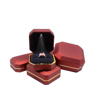 China Wholesale Plastic+Velvet In Stock Low Moq Led Ring Box Storage Led Light Packaging Ring Jewelry Led-Pendant Boxes Luxury Jewelry Box for sale