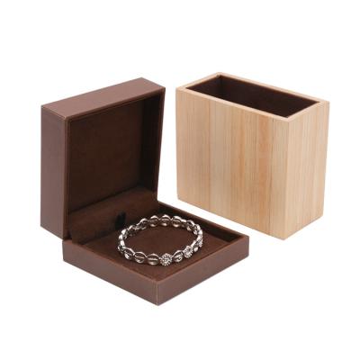 China Custom Brown Mini Bangle Bracelet Jewelery Wood Storage Box Wooden Leather Nut for Wholesale for sale