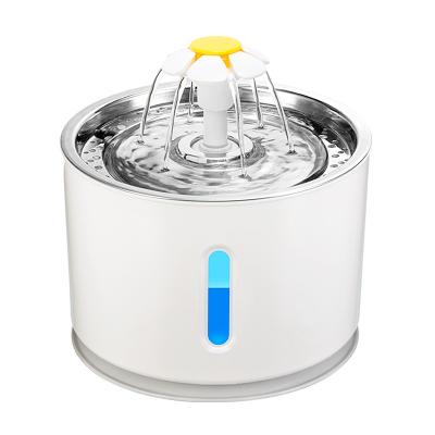 China Wholesale Automatic Round Automatic Fountain LED Cat Drinking Water Dispenser 2.4L Capacity Pet Stainless Steel for sale