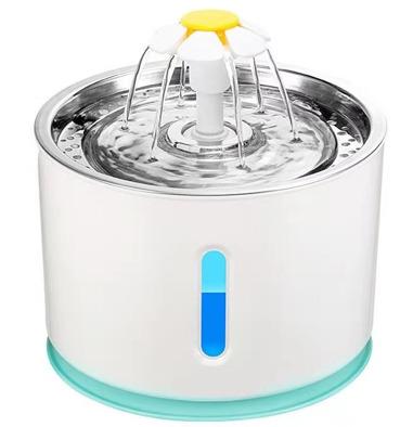 China Power Off 2.4l Automatic Stainless Smart Automatic Cat Water Pump Pet Fountain with Water Level Window and LED Light for sale