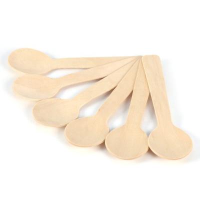 China Small Disposable Mini Wooden Spoon Disposable Coffee Ice Cream Wooden Spoons Dessert Honey Tea Wood Spoon Disposable for sale