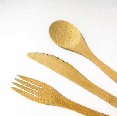 China Excavating Honey Bamboo Spoon Cute Disposable Christmas Camping Ice Cream Table Disposable Wooden Cutlery Sets Disposable Fork Knife for sale