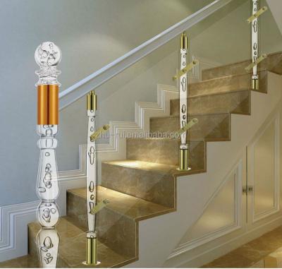 China modern clear plastic arcylic stair railing / crystal clear stair baluster / luxury hotel interior clear crystal stair railing fittings for sale