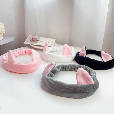 China Manufacturer-Supplier fashion/interesting price 2021 new rabbit ear wash single hair strap make up hair band for sale