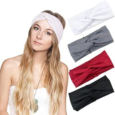 China Fashion/Solid Color Simple Hot Selling Sport Yoga Headband Knotted Moisture Wicking Elastic Spa Head Bands For Unisex for sale