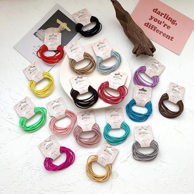 China Fashion / 2021 New Arriva 10pcs Basic Sweet Rainbow Colored Simply Organic Biodegradable Rubber Band Hair Tie for sale