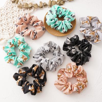 China Fashion/Korean Hot Selling Female Cute Hair Accessories Dog Pattern Cotton Elastic Hair Band Curly Hair Scrunchies for sale