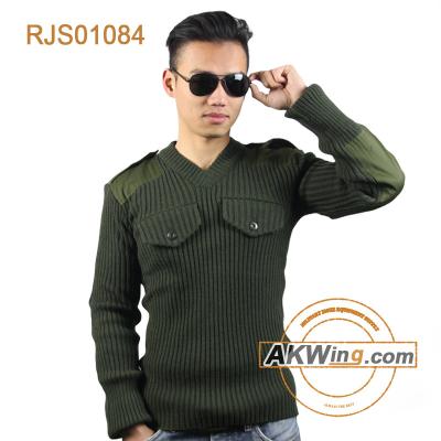 China Olive Green Military Wool Knit Police Sweater Breathable Pullover Army Tactical Commando Sweater for sale