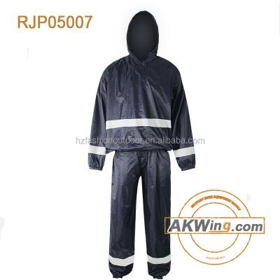 China Polyester Deep Blue Police Rainsuit Military Raincoat Reflect Stripe Army Raincoat for sale