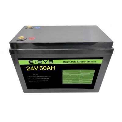 China Deep Cycle Battery 24V Customize Rechargeable Battery 24V 50Ah 100Ah 25.6V Lithium Ion LiFePO4 Battery Packs for sale