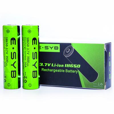 China Cylindrical toys 18650 rechargeable battery 3500mah 18650 lithium battery cell for flashlight for sale