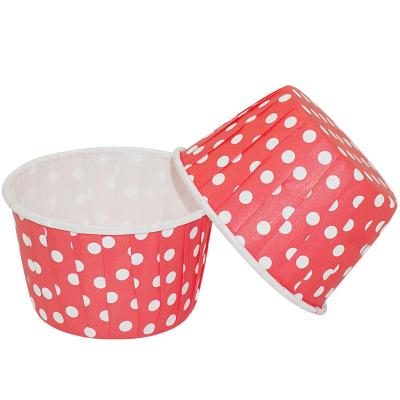 China Wholesale Disposable Custom Printed Greaseproof Paper Pet Coated Muffin Baking Cups Pleated Polka Dots Cupcake Liners for sale