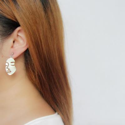 China Waterproof 18K Gold Plated Filled Jewelry Stainless Steel Earrings Hooks Hollow Out Cute Human Face Earrings for sale