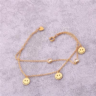 China Waterproof Personality Titanium Stainless Steel Smile Bracelet Simple Layered Gold Bracelet Jewelry for sale