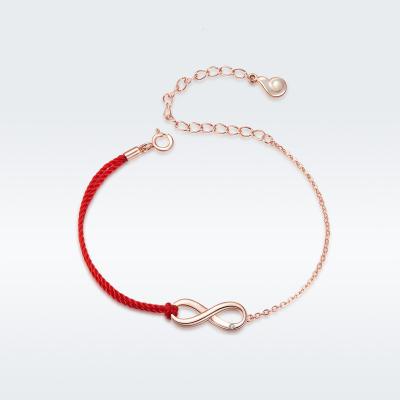 China Waterproof Lucky Red String Rope Rose Gold Bow Bracelet Fashion Platinum Bangle Stainless Steel Bangle Jewelry Women for sale