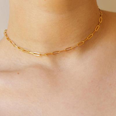 China Waterproof Personalized 18K Gold Plated Stainless Steel Chunky Chain Choker Necklace Jewelry Box for sale