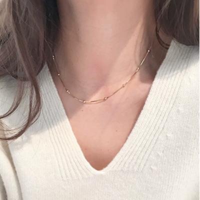 China Waterproof Jewelry 18K Gold Plated Bead Snake Chain Choker Necklaces Stainless Steel for sale