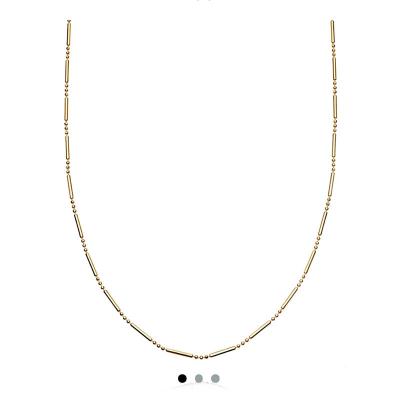 China Fashion Summer Waterproof Women Recycled 18k Sterling Gold Plated Steel Bar Essential Bead Stacked Necklace for sale