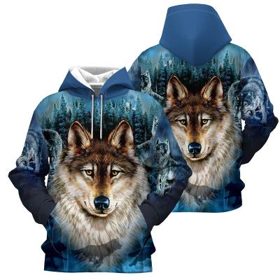 China Wholesale Fashionable 3D Waterproof All Over Oversized Hoodies Wolf Design Style With Polyester Animal Print Sublimation Sportswear HD-3DP21 for sale