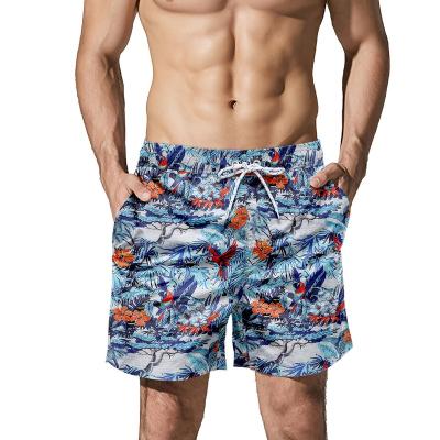 China Fashionable Floral Plant Summer Surf Beachwear Men Swim Trunks Board Loose Breathable Short Waist Floral Birds For Vacation Style ST-FLD09 for sale