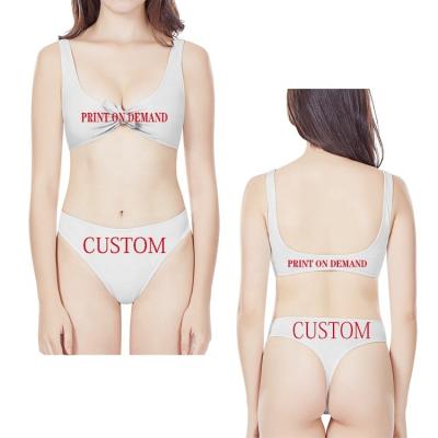 China Customized Wholesale High Quality 2021 Water Bra Bikini Fashion Summer Underwear Set Printed Bow Front Women's Bikini for sale