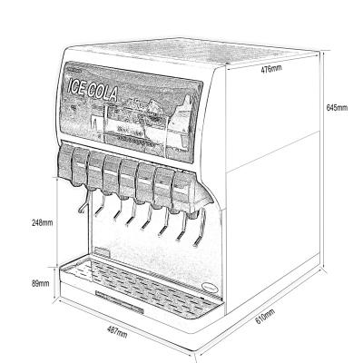 China Commercial post mix Soda fountain dispenser for Pepsi and Coke cola making 570*650*800MM(W*D*H) for sale