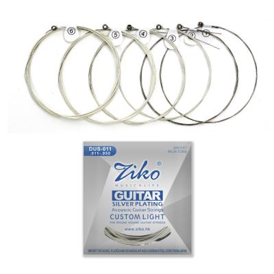 China Ziko DUS-011 GUITAR Cooper Outer Wire Long Life New Beginner Antirust Silver Plated OEM Accepted Acoustic Metal Guitar Strings for sale