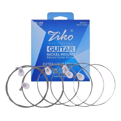 China Excellent Resonates Ziko DN-009 Stringed Instrument Guitar Accessories Electric Guitar Nickel Plated Metal Steel Loose Strings for sale