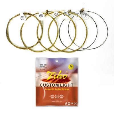 China Good for New Beginners Ziko DAG-011 Wire Wound 65% Copper Metal Acoustic Guitar Brass Strings for sale