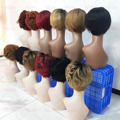 China Silky Straight Wave Peruvian Short Lead Front Wig, Pixie Cut Human Hair Wigs 13x6 HD Transparent Full Lace Wigs Full Lace Front For Black Women for sale