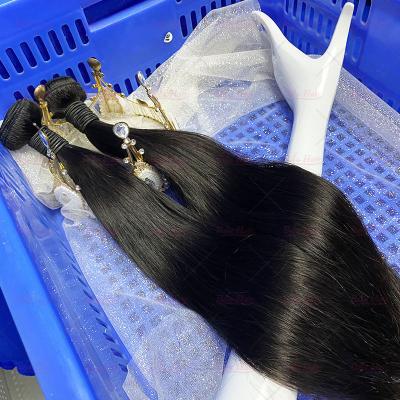 China Silky Straight Wave Raw Unprocessed Virgin Hair Weave Closures And Bundles , Cuticle Pulled Brazilian Hair Double Aligned Hair Bundles for sale