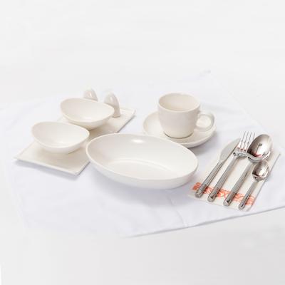 China Sustainable Ceramic Dishes Porcelain Dinnerware Set Porcelain Take Care For Airline Catering for sale