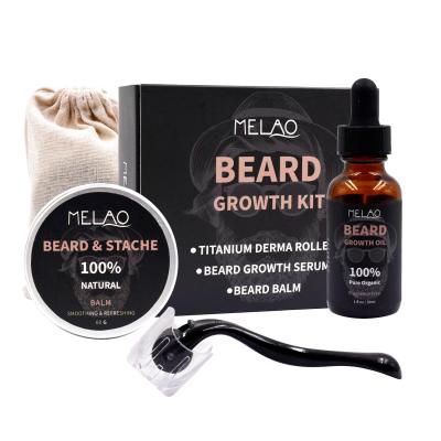 China MELAO OEM ODM Private Label Daily Men's Beard Grooming Beard Growth Kit Gift Kits For Men for sale