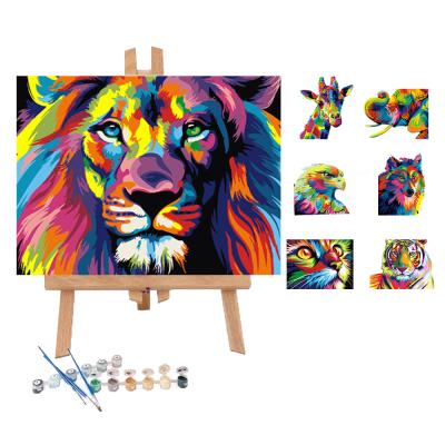 China Adults Kits Modern Colorful Animal Custom Handmade Diy Oil Number Painting On Canvas Paint By Numbers for sale