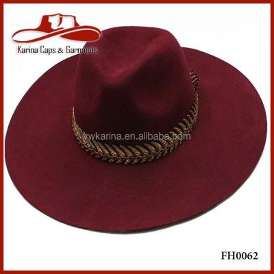 China Plush Triangle Dimple Wool Felt Soft Luxury Extra Large Wide Brim Fedora Hats for sale