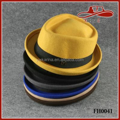 China Character Classic 100% Wool Felt Porkpie Crushable Diamond Bowknot Fedora Round Hat for sale