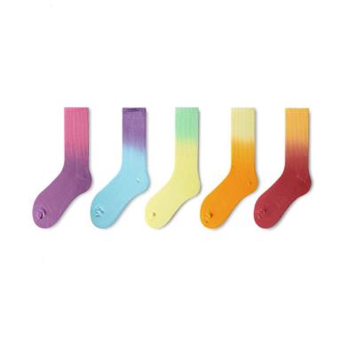 China New Product Colored Cotton Tie Dye Antibacterial Socks Custom Sport Fancy Basketball Running Socks for sale