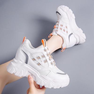 China Bright Vulcanized Women Growing Chunky Trainers Zapatos Mujer Sneaker Shoes Wedge Platform Sneakers Breathable Waist Women Shoes for sale