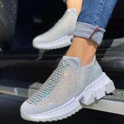 China Fashion Trend Women's Sneakers Autumn New Shallow Sequins 2021 Slip On Casual Loafers Running Style Walking Female Flat Shoes for sale