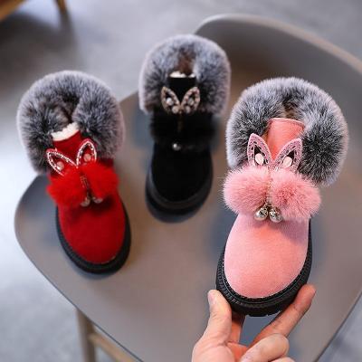 China Around 2021 Winter Children Snow Rejects Girls Princess Cotton Shoes Fashion Flat Thick Short Baby Boots for sale