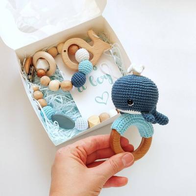 China Wholesale Customized Handmade Crochet Baby Rattle Toy Shaker Elephant Bunny Teether Toys Handmade Set for sale