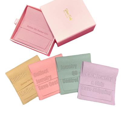 China Leatherette Paper Customized Zipper Cardboard Jewelry Packaging Box Pink Velvet Paper Pouches Set With Custom Logo For Necklace Bracelet Ring for sale