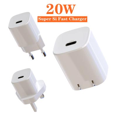 China Compact Size Usb Fast Charging Type C 20w Dual Wall Charger For iPhone for sale