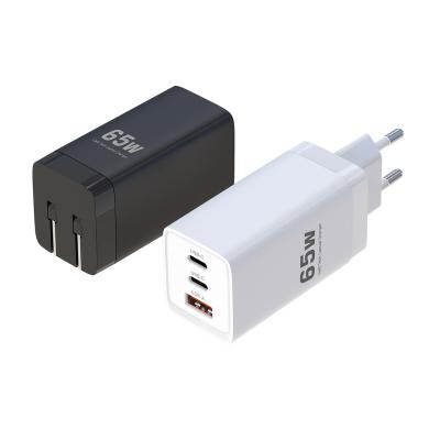 China Type 65W Type C GaN Charger 65W Dual Port C Power Laptop 1A1C Adapter For HP Dell Apple Macbook for sale