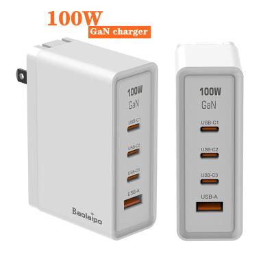 China Dimension GaN Technology Multi Ports 3C1A PD QC3.0 Compact Fast Charger PD 100W GaN Charger for sale